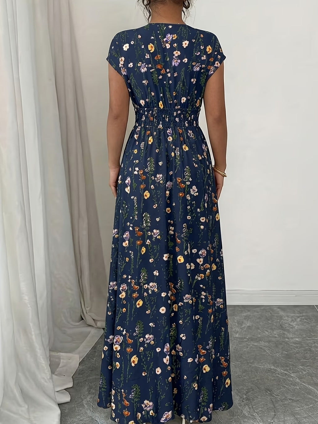 Women's Floral Print Slim-Fit Short Sleeve Dress