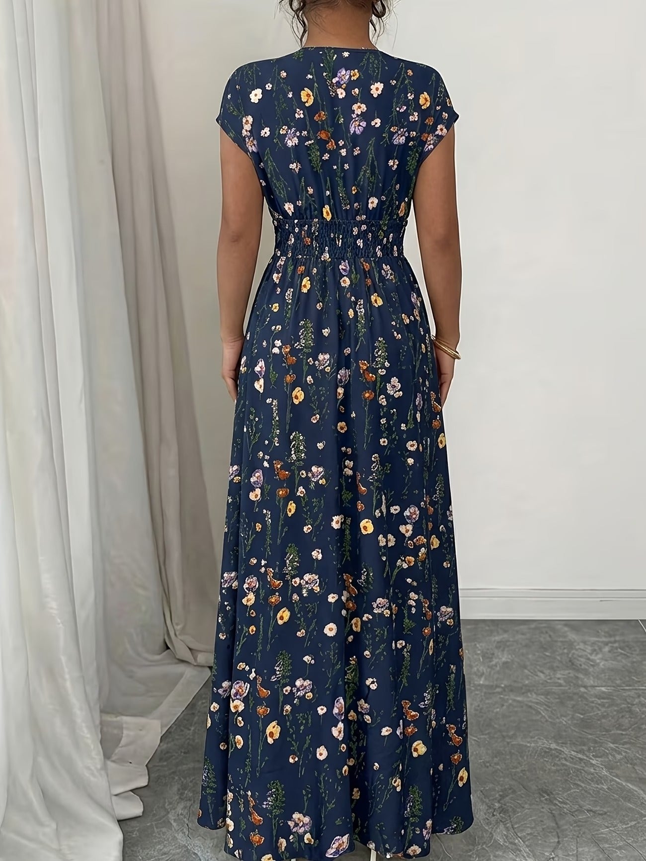 Women's Floral Print Slim-Fit Short Sleeve Dress